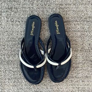 Women’s J. McLaughlin Caitlin Patent Leather Sandal Navy/White Size 8 NEW